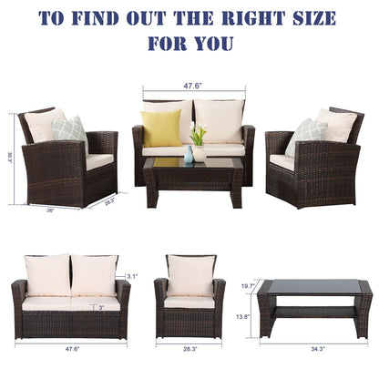 Set di mobili da esterno in rattan sintetico Royalcraft da 4 pezzi