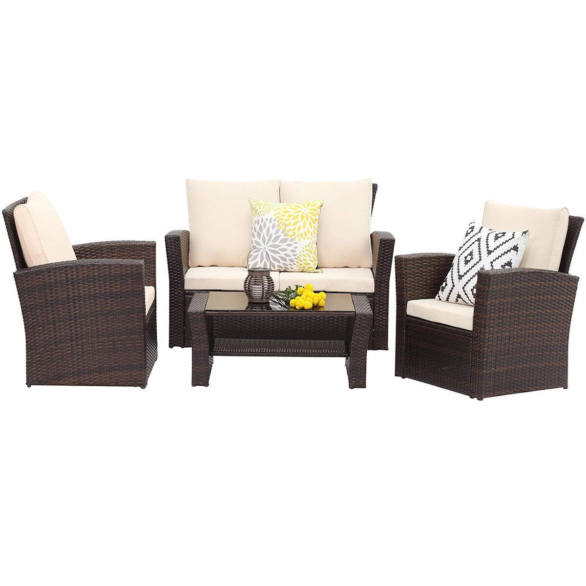 Set di mobili da esterno in rattan sintetico Royalcraft da 4 pezzi