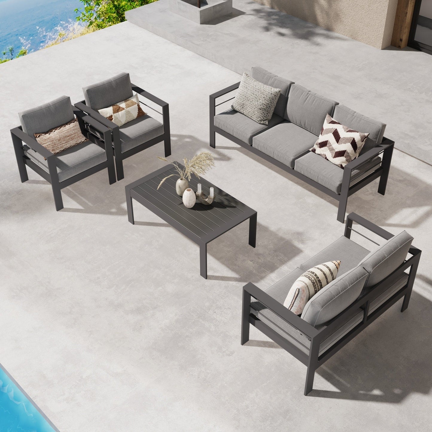 Set di mobili da esterno in alluminio da 5 pezzi Royalcraft