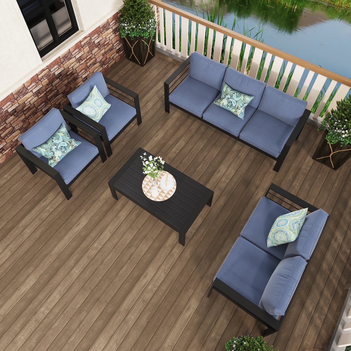 Gruppo di sedute componibili per esterni in alluminio Royalcraft da 5 pezzi