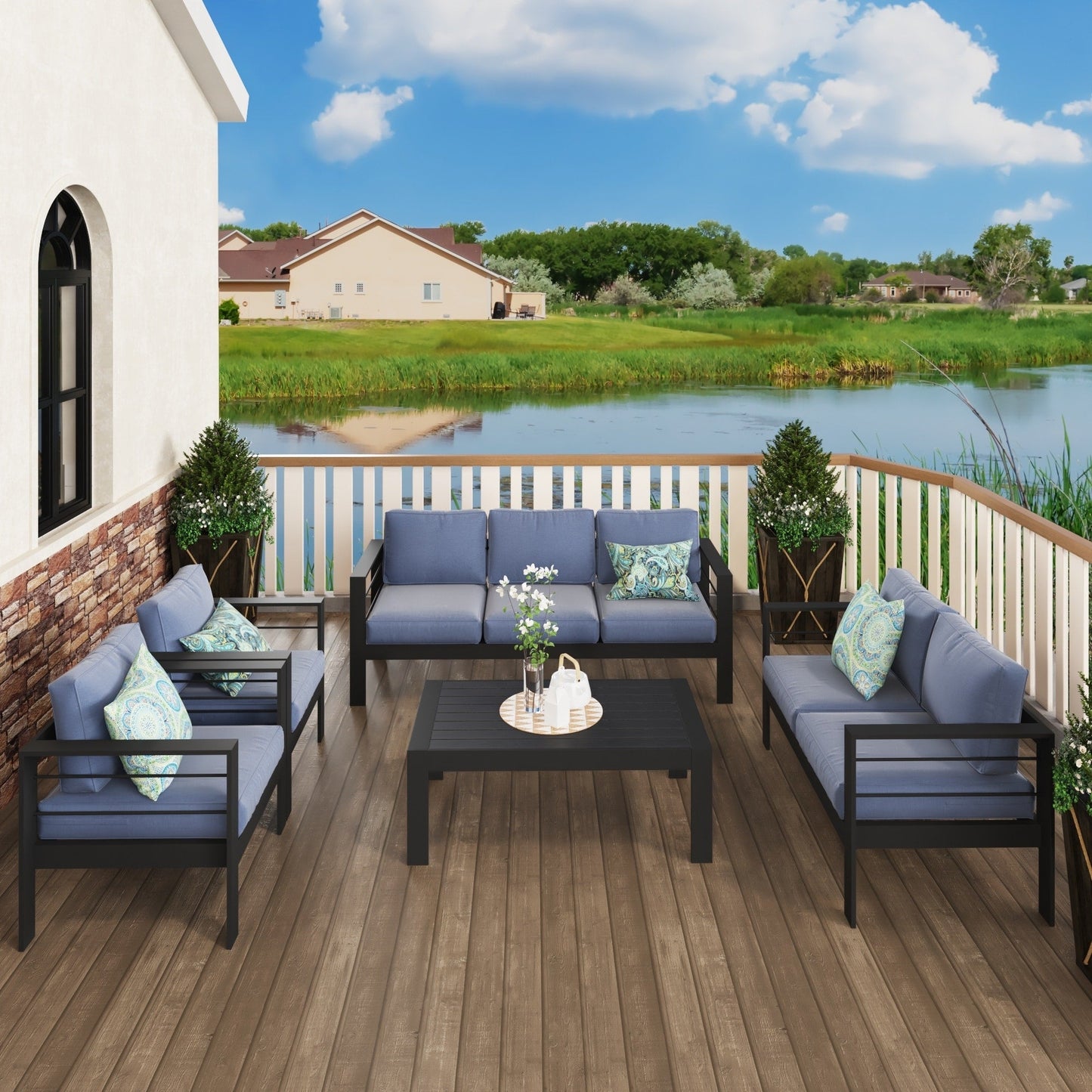 Gruppo di sedute componibili per esterni in alluminio Royalcraft da 5 pezzi