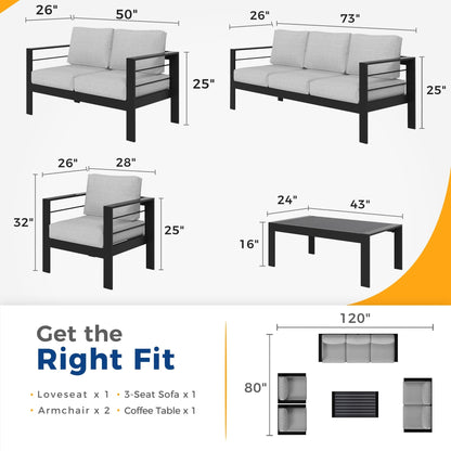 Gruppo di sedute componibili per esterni in alluminio Royalcraft da 5 pezzi