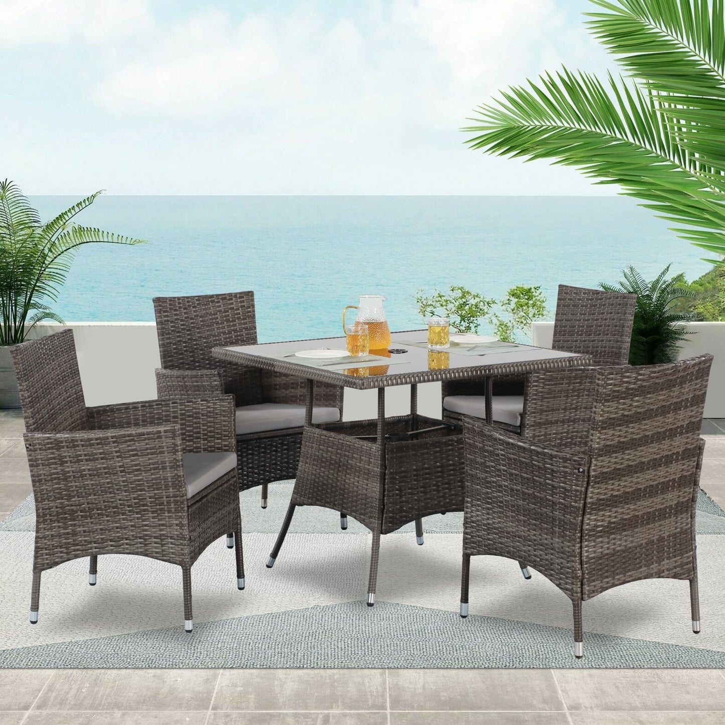 Set da pranzo da giardino Royalcraft da 5 pezzi con tavolo e sedie