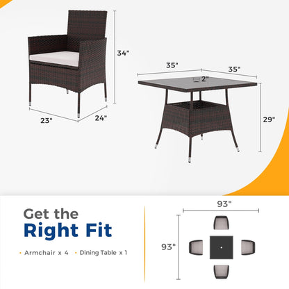 Set da pranzo da giardino Royalcraft da 5 pezzi con tavolo e sedie