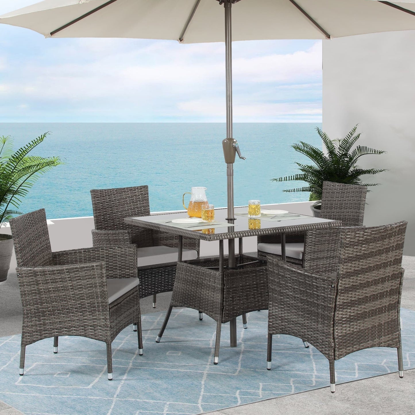 Set da pranzo da giardino Royalcraft da 5 pezzi con tavolo e sedie