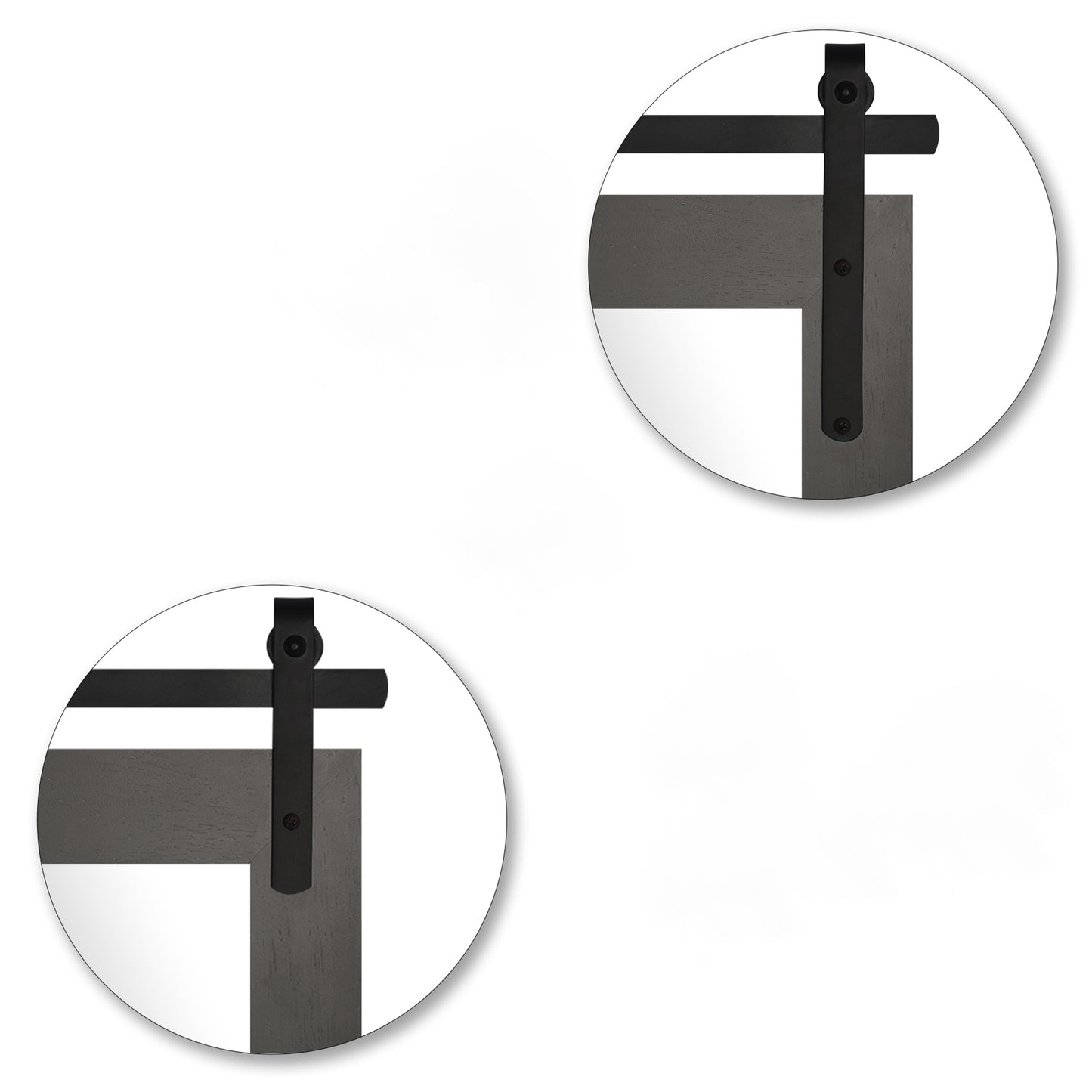 Specchio da toeletta rustico da fattoria, cornice in legno massello con specchio in stile fienile in metallo