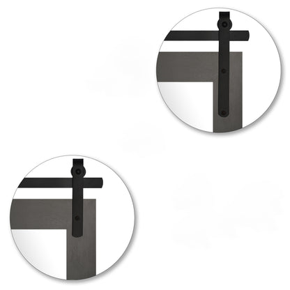 Specchio da toeletta rustico da fattoria, cornice in legno massello con specchio in stile fienile in metallo