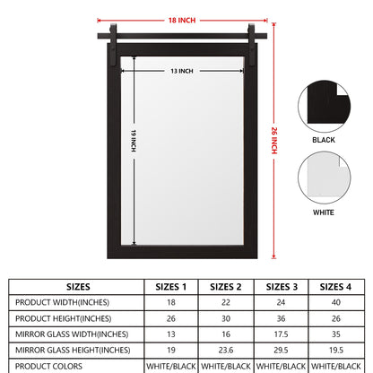 Specchio da toeletta rustico da fattoria, cornice in legno massello con specchio in stile fienile in metallo