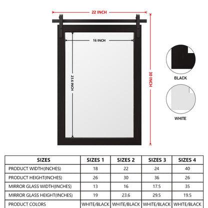 Specchio da toeletta rustico da fattoria, cornice in legno massello con specchio in stile fienile in metallo