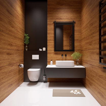 Specchio da toeletta rustico da fattoria, cornice in legno massello con specchio in stile fienile in metallo