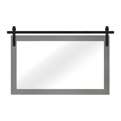 Specchio da toeletta rustico da fattoria, cornice in legno massello con specchio in stile fienile in metallo