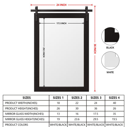 Specchio da toeletta rustico da fattoria, cornice in legno massello con specchio in stile fienile in metallo