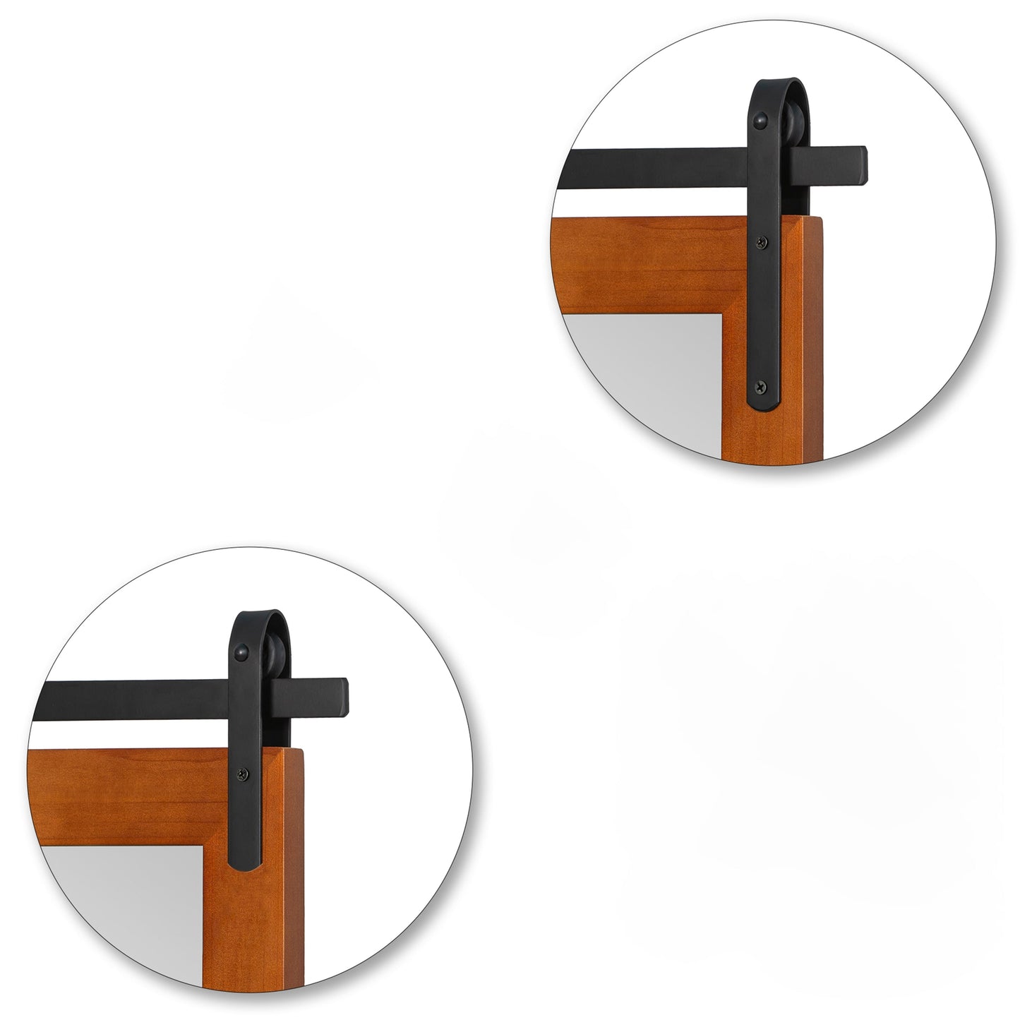 Specchio da toeletta rustico da fattoria, cornice in legno massello con specchio in stile fienile in metallo