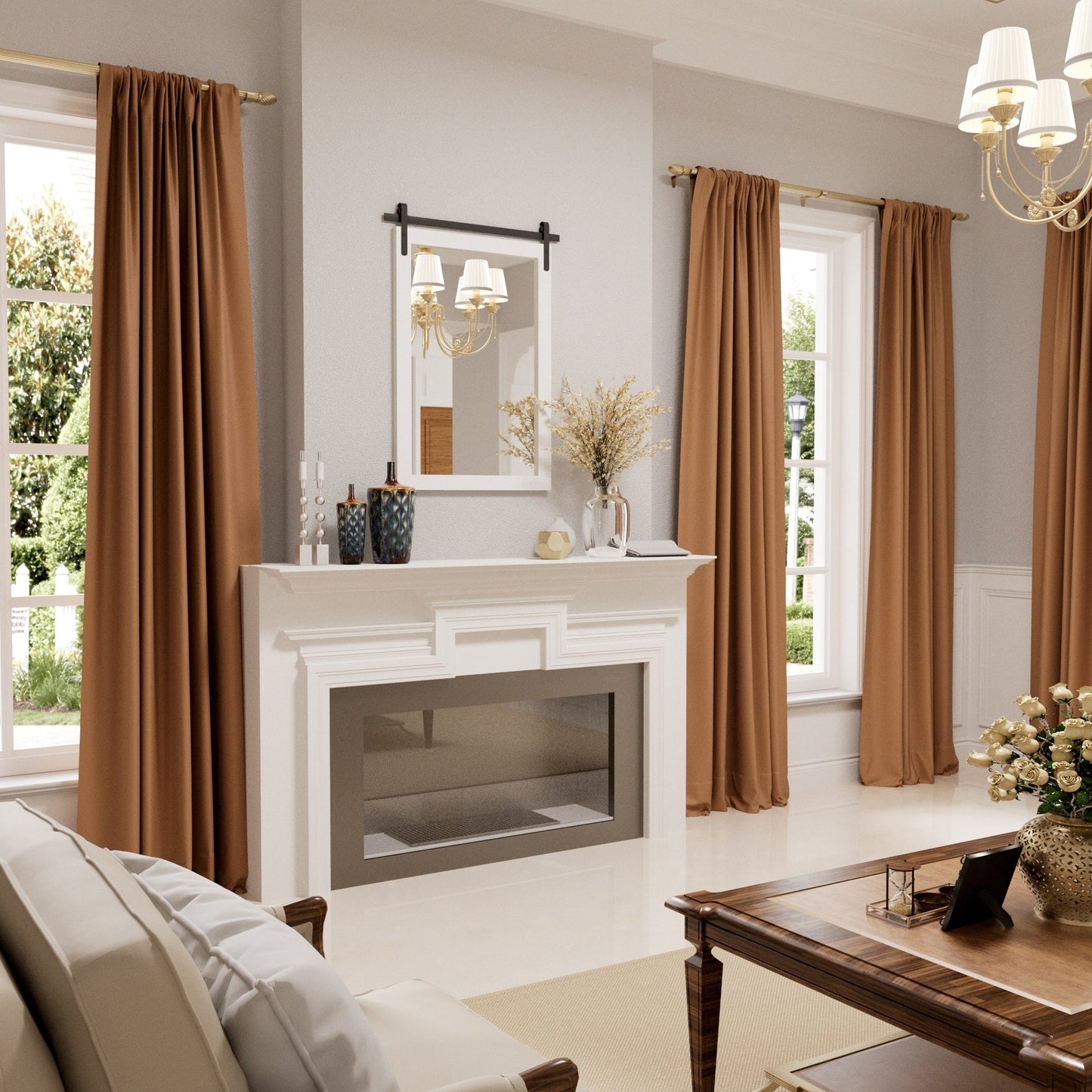 Specchio da toeletta rustico da fattoria, cornice in legno massello con specchio in stile fienile in metallo