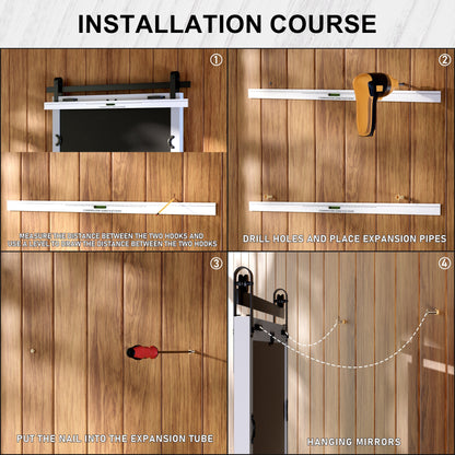 Specchio da toeletta rustico da fattoria, cornice in legno massello con specchio in stile fienile in metallo