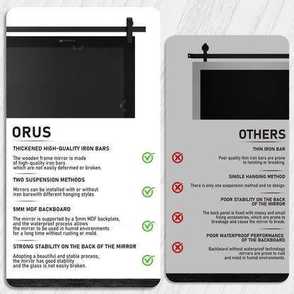 Specchio da toeletta rustico da fattoria, cornice in legno massello con specchio in stile fienile in metallo