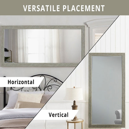 Specchio da terra rustico a figura intera - Specchio a figura intera rettangolare con cornice in legno 66 x 32 per soggiorno, camera da letto