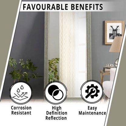 Specchio da terra rustico a figura intera - Specchio a figura intera rettangolare con cornice in legno 66 x 32 per soggiorno, camera da letto