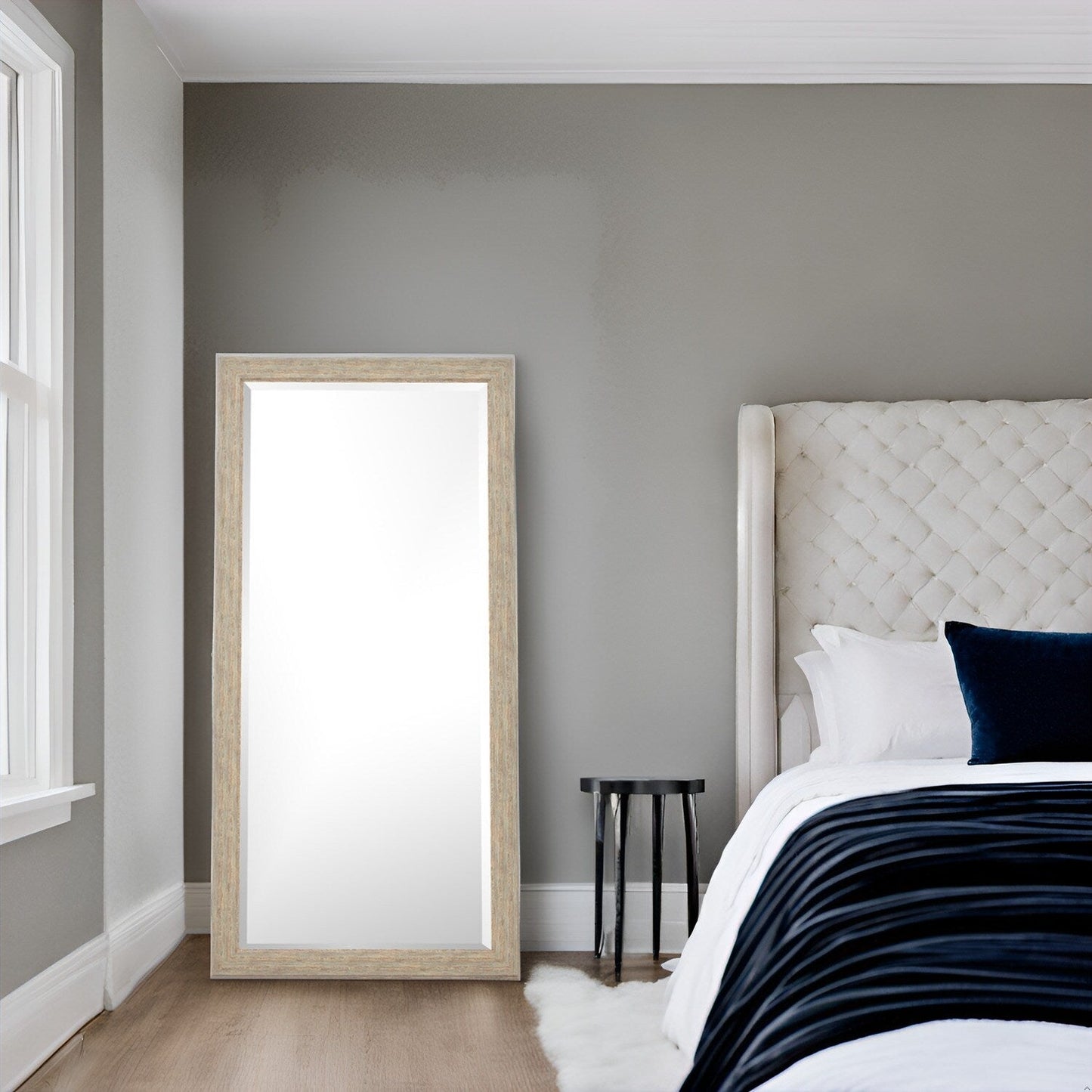 Specchio da terra rustico a figura intera - Specchio a figura intera rettangolare con cornice in legno 66 x 32 per soggiorno, camera da letto