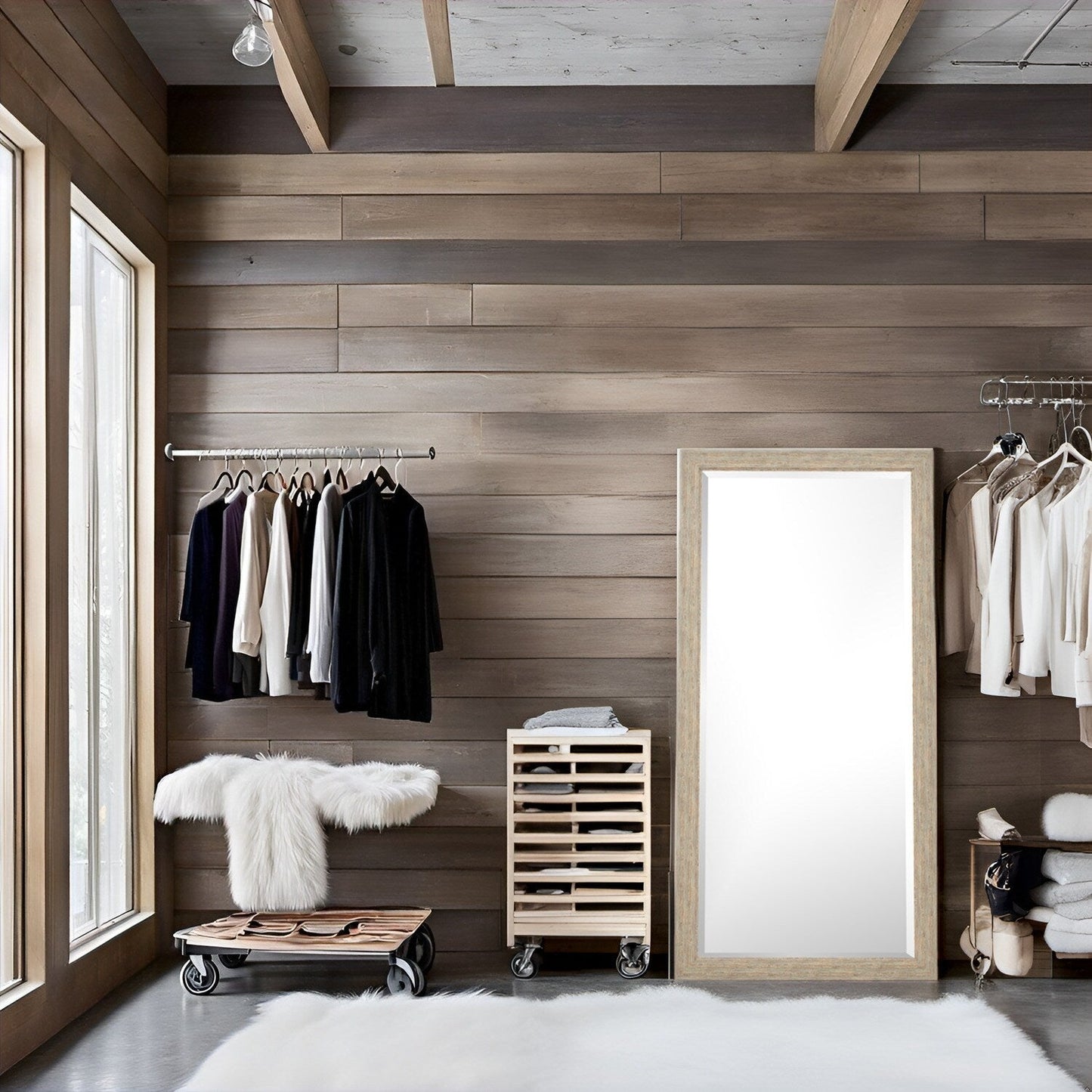 Specchio da terra rustico a figura intera - Specchio a figura intera rettangolare con cornice in legno 66 x 32 per soggiorno, camera da letto