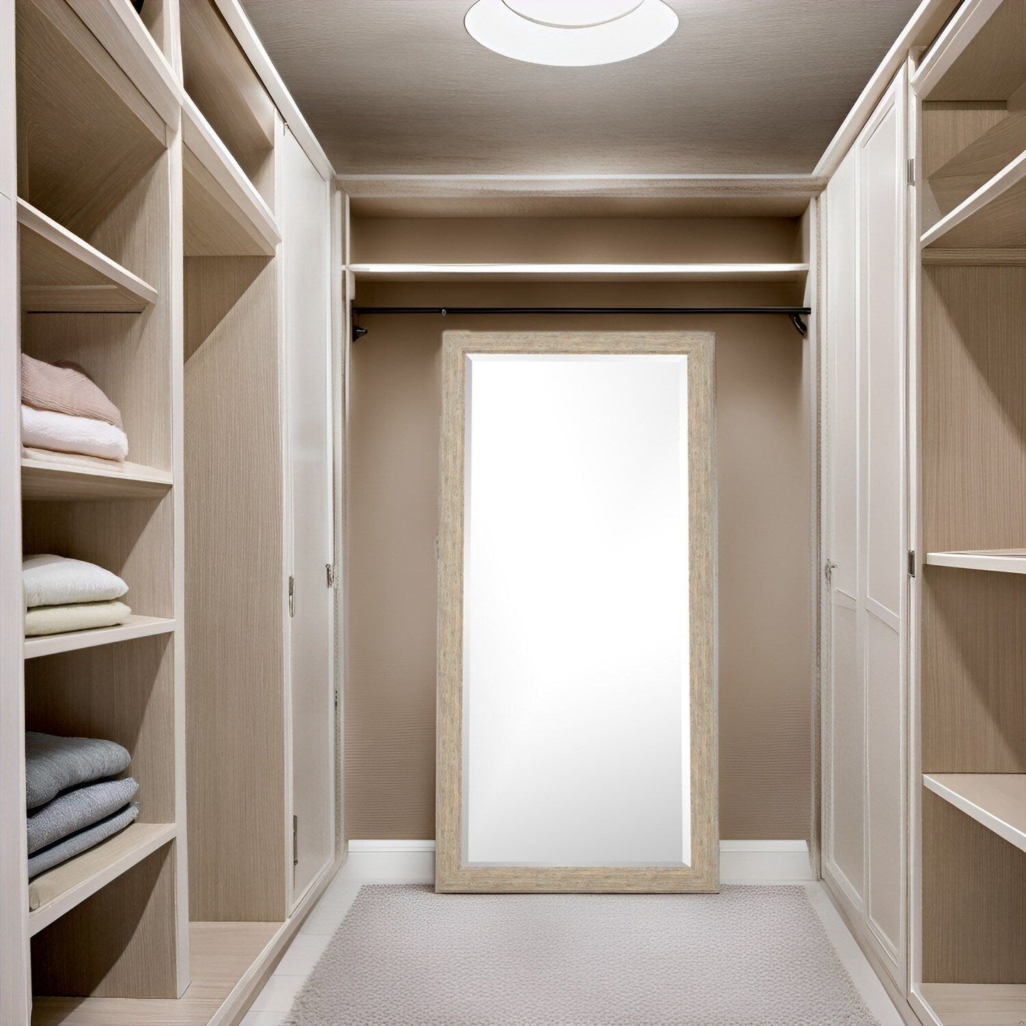 Specchio da terra rustico a figura intera - Specchio a figura intera rettangolare con cornice in legno 66 x 32 per soggiorno, camera da letto