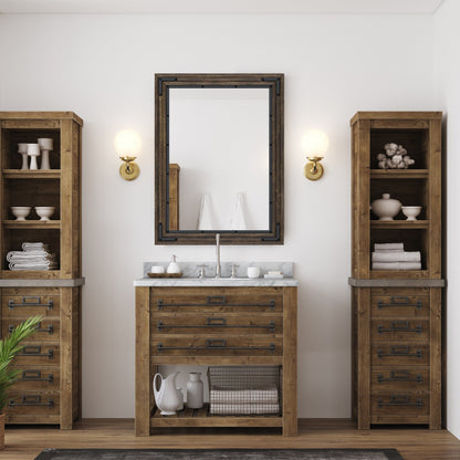 Specchio da parete con cornice in legno rustico, specchio da bagno in legno naturale