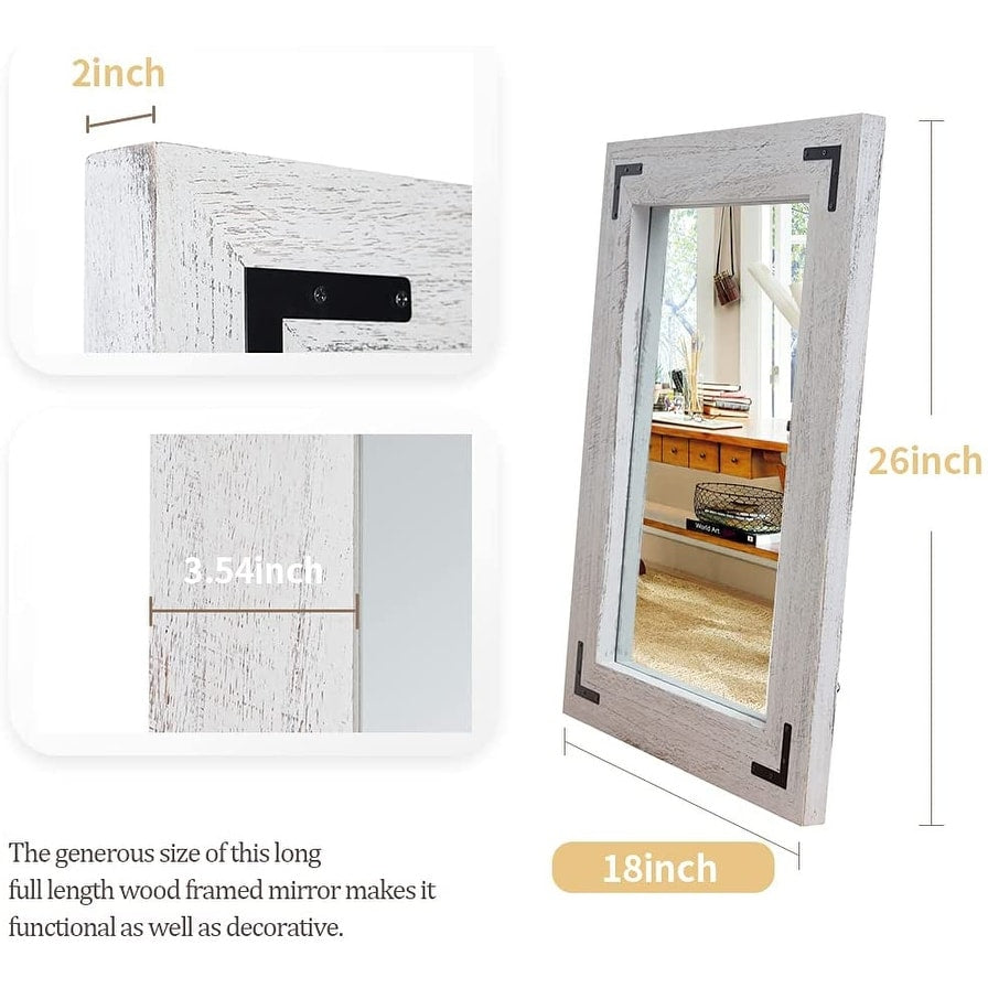 Specchio da parete con cornice in legno rustico, specchio da bagno in legno naturale