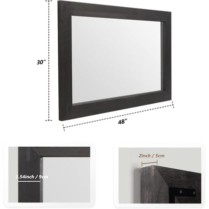 Specchio da parete con cornice in legno rustico, specchio da bagno in legno naturale