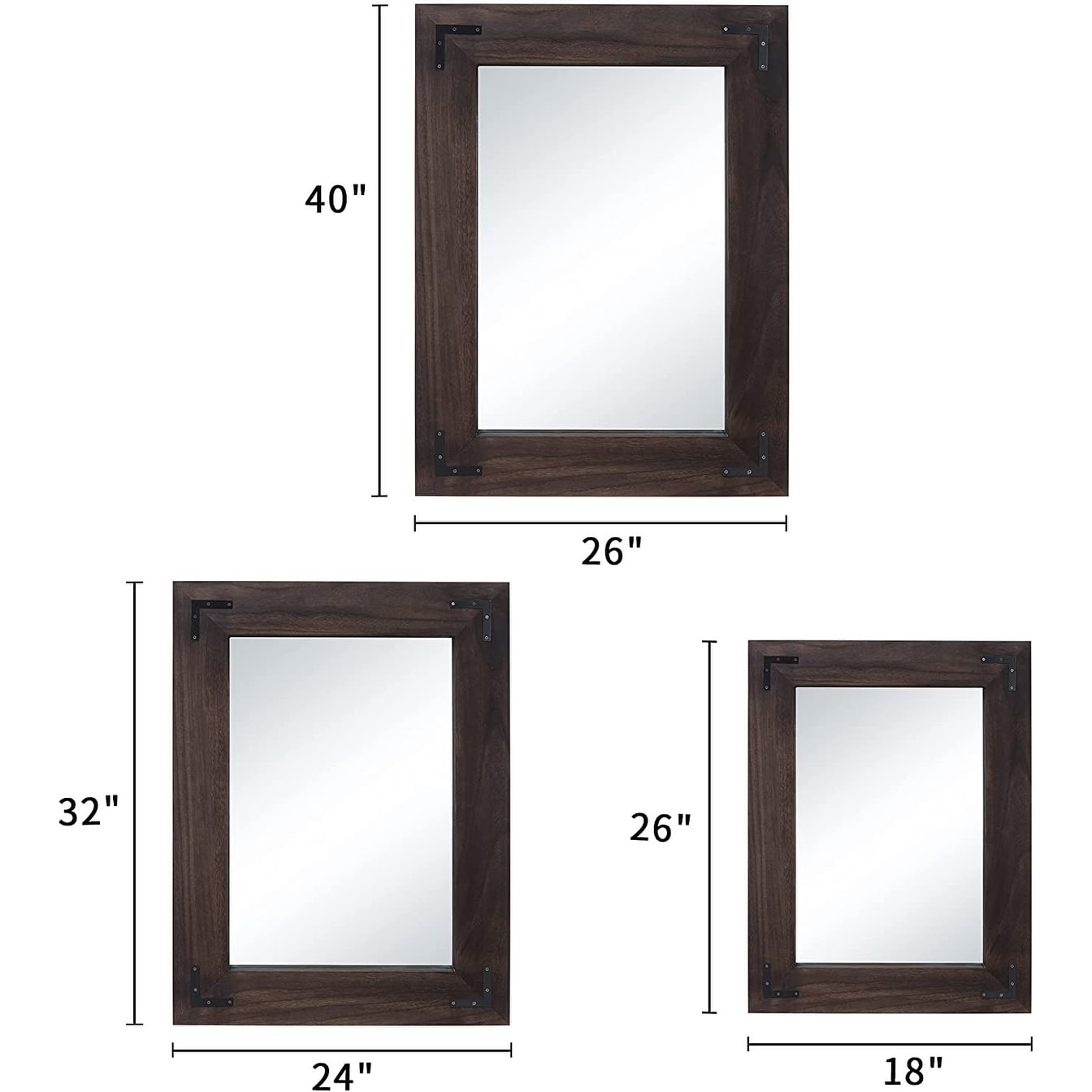 Specchio da parete con cornice in legno rustico, specchio da bagno in legno naturale