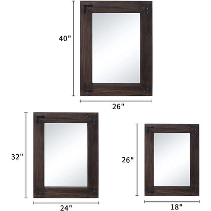 Specchio da parete con cornice in legno rustico, specchio da bagno in legno naturale