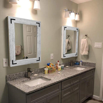 Specchio da parete con cornice in legno rustico, specchio da bagno in legno naturale