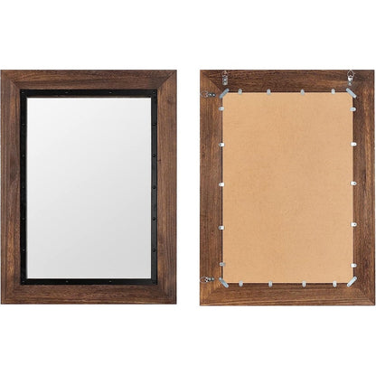 Specchio da bagno rustico con cornice in legno e ferro incastonato