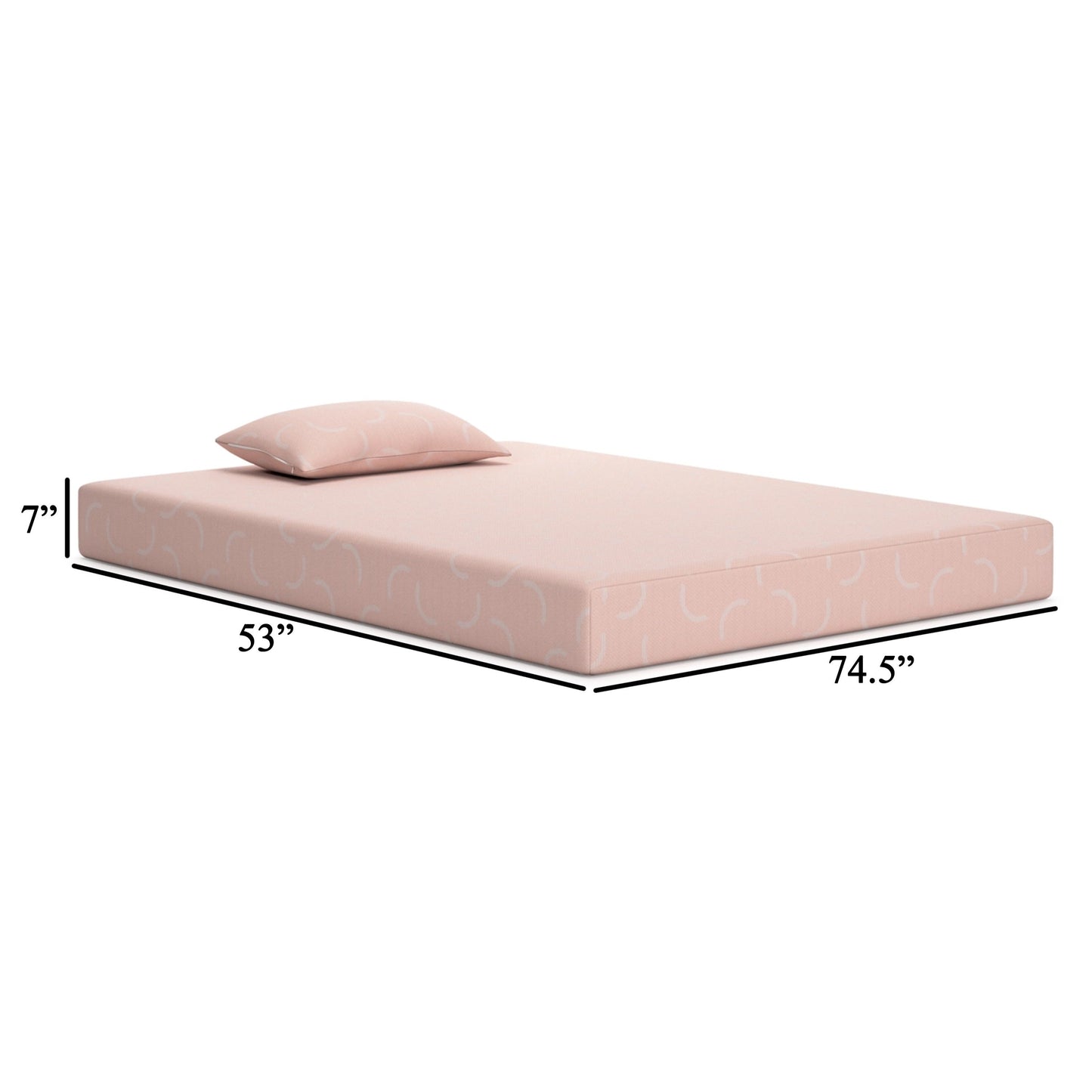 Materasso matrimoniale Ruve, cuscino standard, memory foam, rosa chiaro, 7 pollici