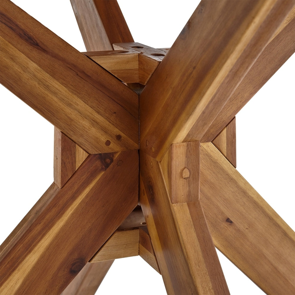 Set da pranzo rotondo in vimini e legno Ryan Outdoor da 5 pezzi con cuscini di Christopher Knight Home