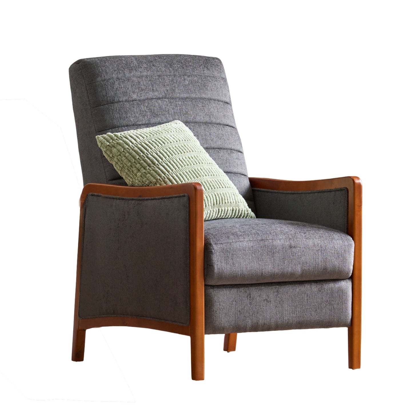 Poltrona reclinabile Ryka Push Back, in legno di betulla, cuciture a canale grigie