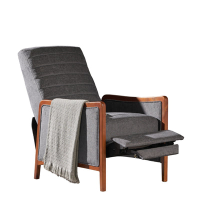 Poltrona reclinabile Ryka Push Back, in legno di betulla, cuciture a canale grigie