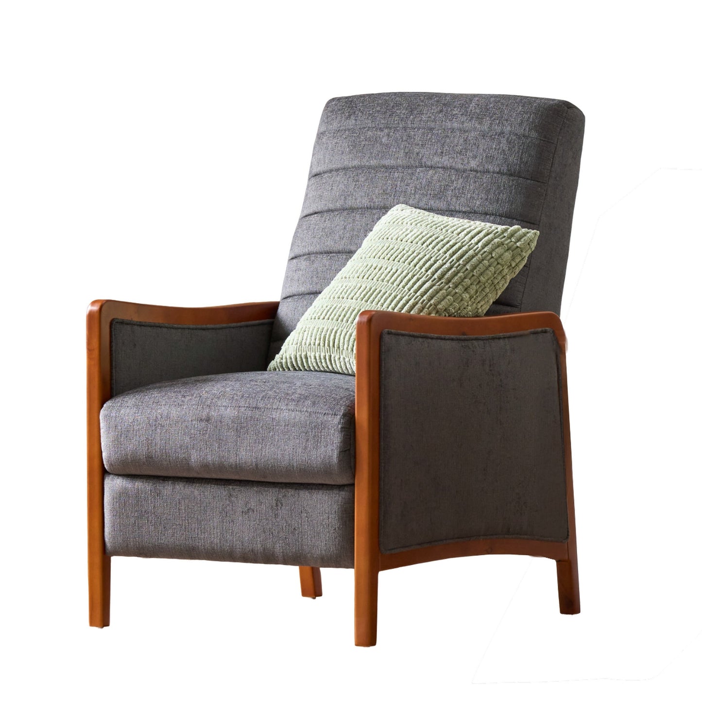 Poltrona reclinabile Ryka Push Back, in legno di betulla, cuciture a canale grigie