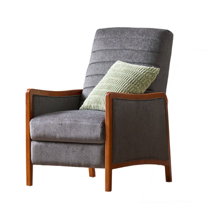 Poltrona reclinabile Ryka Push Back, in legno di betulla, cuciture a canale grigie