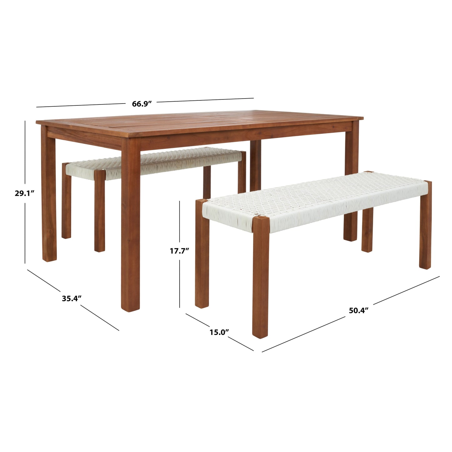 SAFAVIEH Akmaral Set da pranzo con tavolo e 2 panche - 35Lx50Px29A