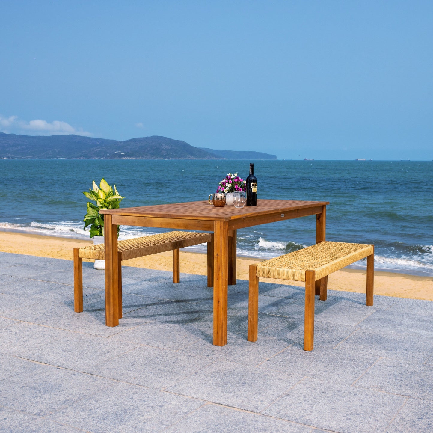 SAFAVIEH Akmaral Set da pranzo con tavolo e 2 panche - 35Lx50Px29A