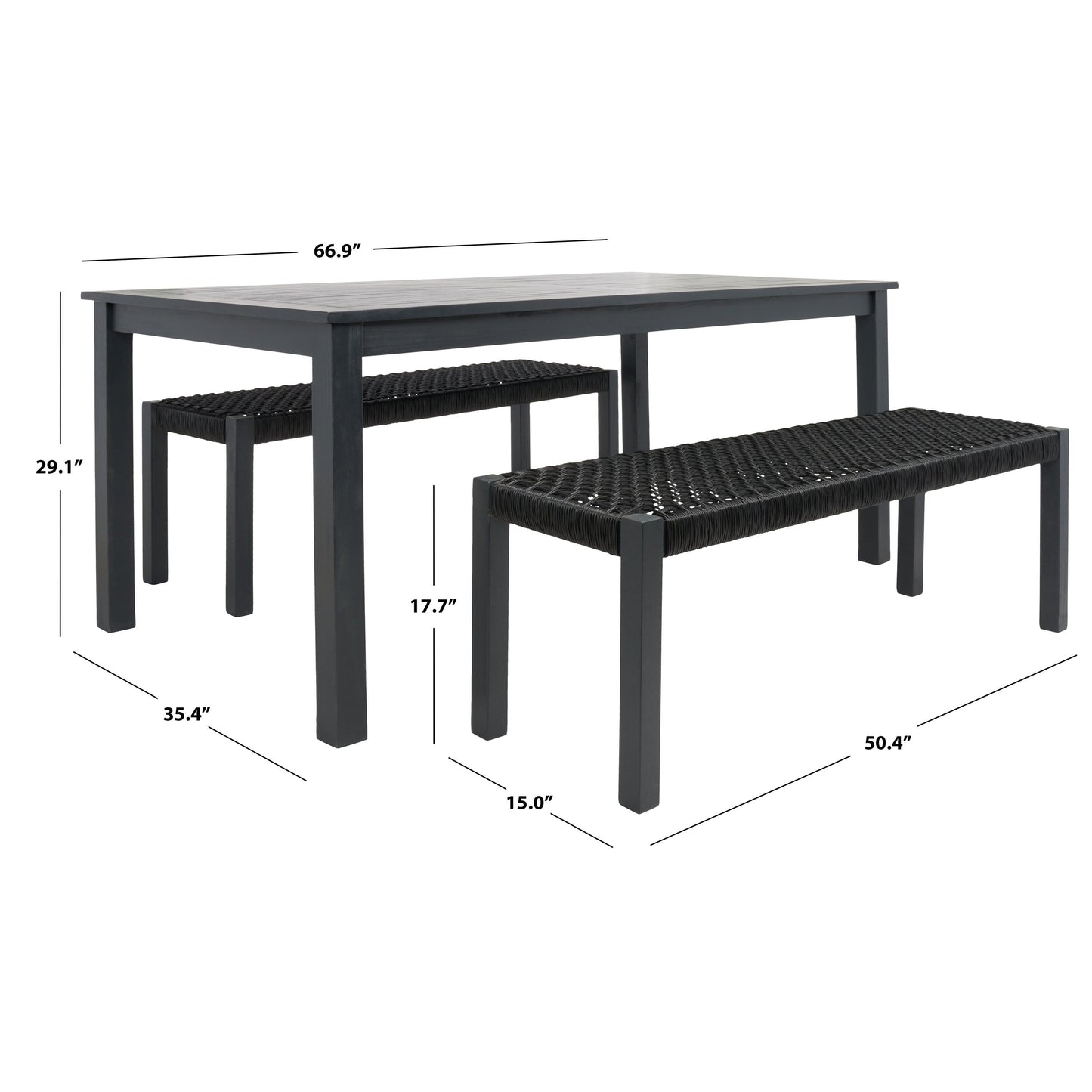 SAFAVIEH Akmaral Set da pranzo con tavolo e 2 panche - 35Lx50Px29A
