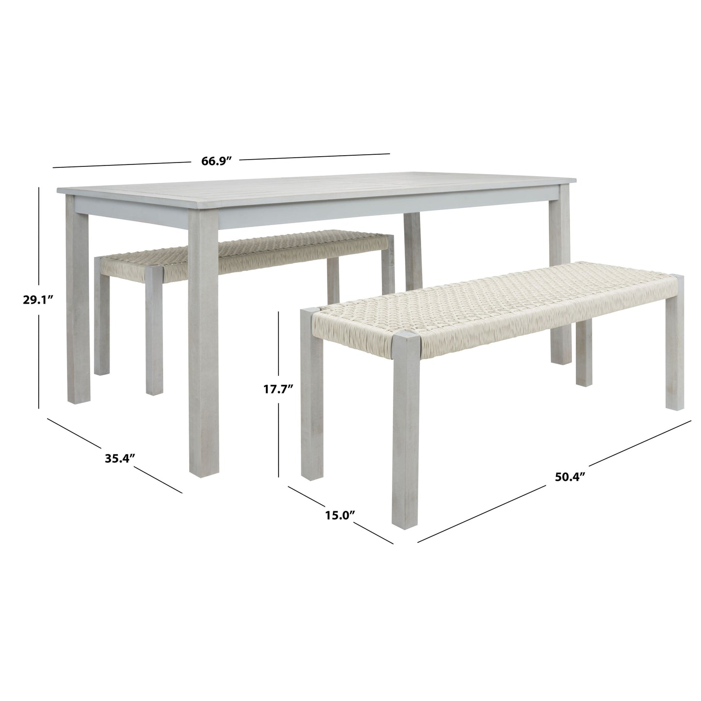 SAFAVIEH Akmaral Set da pranzo con tavolo e 2 panche - 35Lx50Px29A