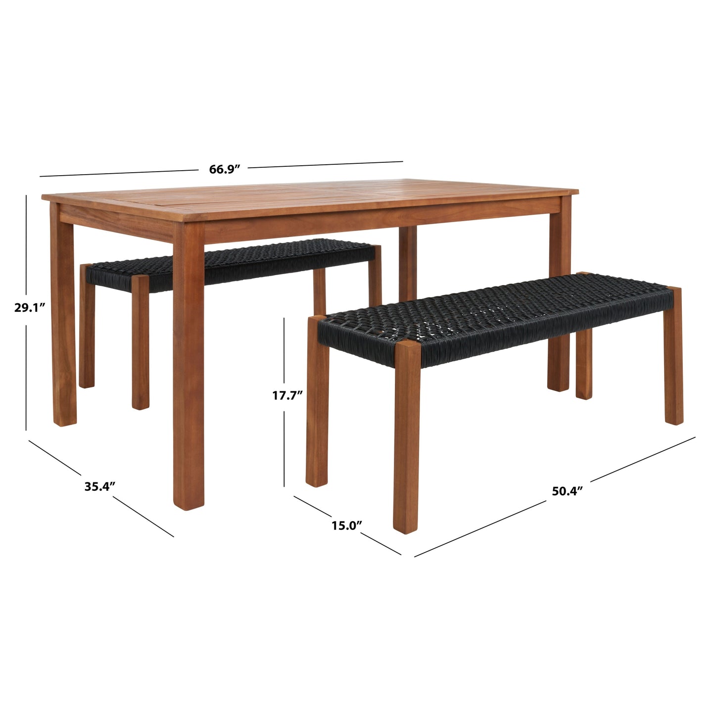 SAFAVIEH Akmaral Set da pranzo con tavolo e 2 panche - 35Lx50Px29A