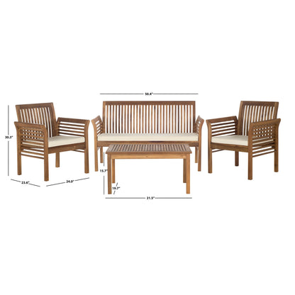 Set da giardino per conversazione SAFAVIEH Carson in legno massello di acacia, 4 pezzi - 50L x 24P x 30A