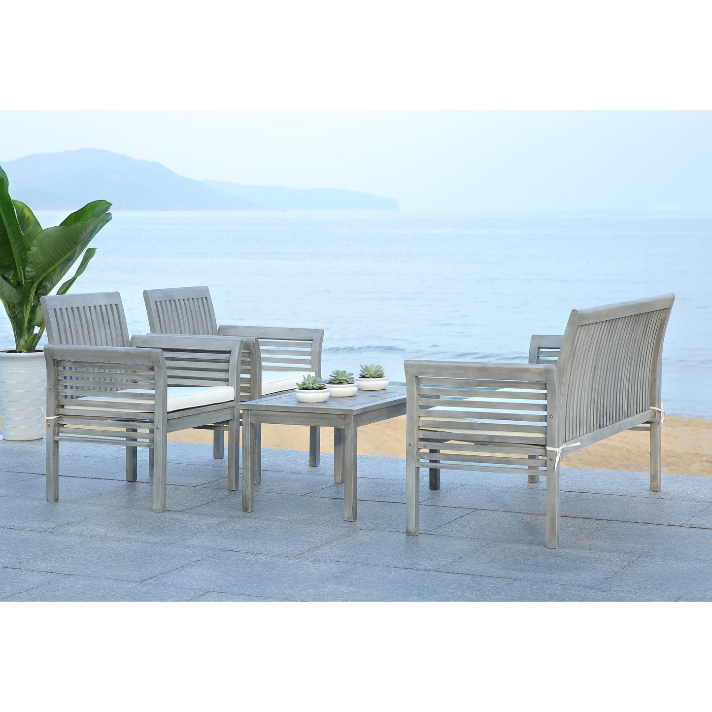 Set da giardino per conversazione SAFAVIEH Carson in legno massello di acacia, 4 pezzi - 50L x 24P x 30A