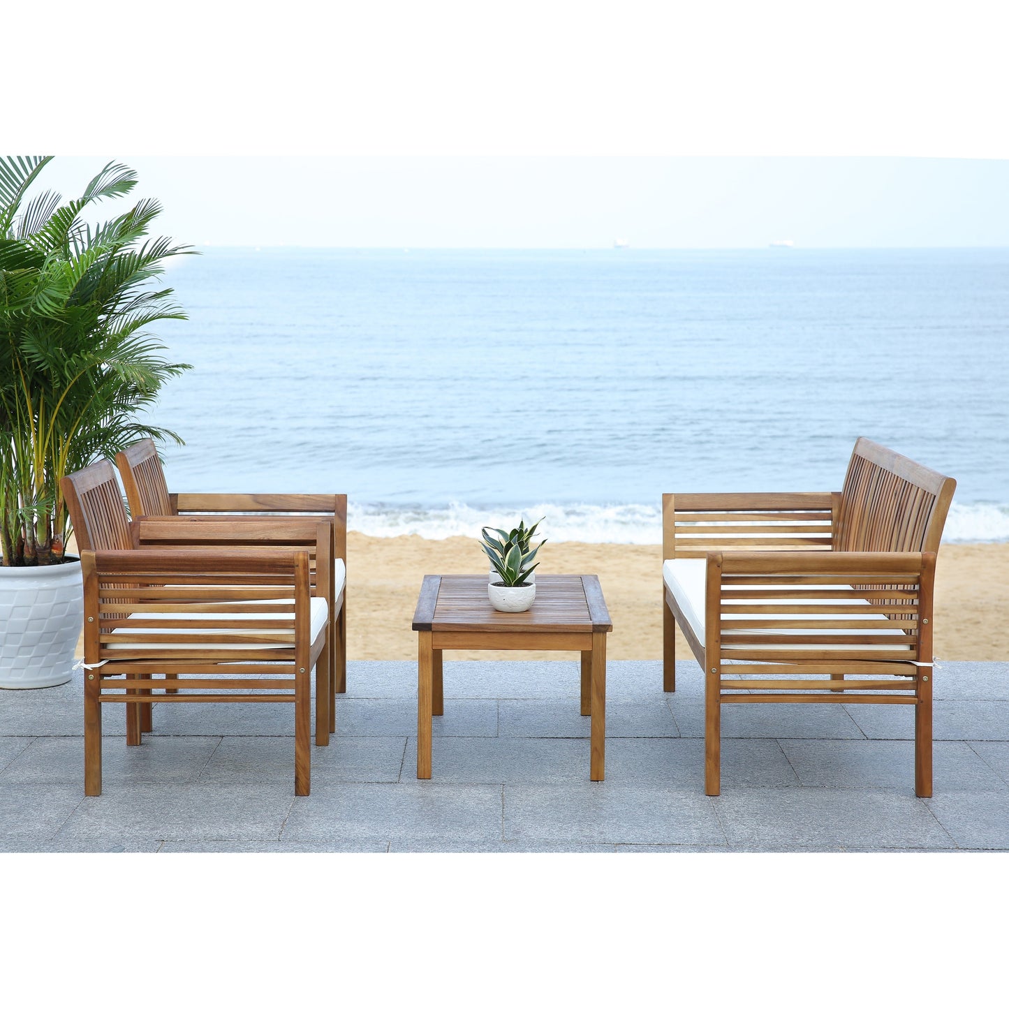 Set da giardino per conversazione SAFAVIEH Carson in legno massello di acacia, 4 pezzi - 50L x 24P x 30A