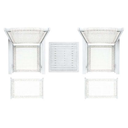 SAFAVIEH Chantelle Outdoor Living, set di 2 sedie e sgabelli in legno massello (include tavolino) - 26L x 35P x 33A