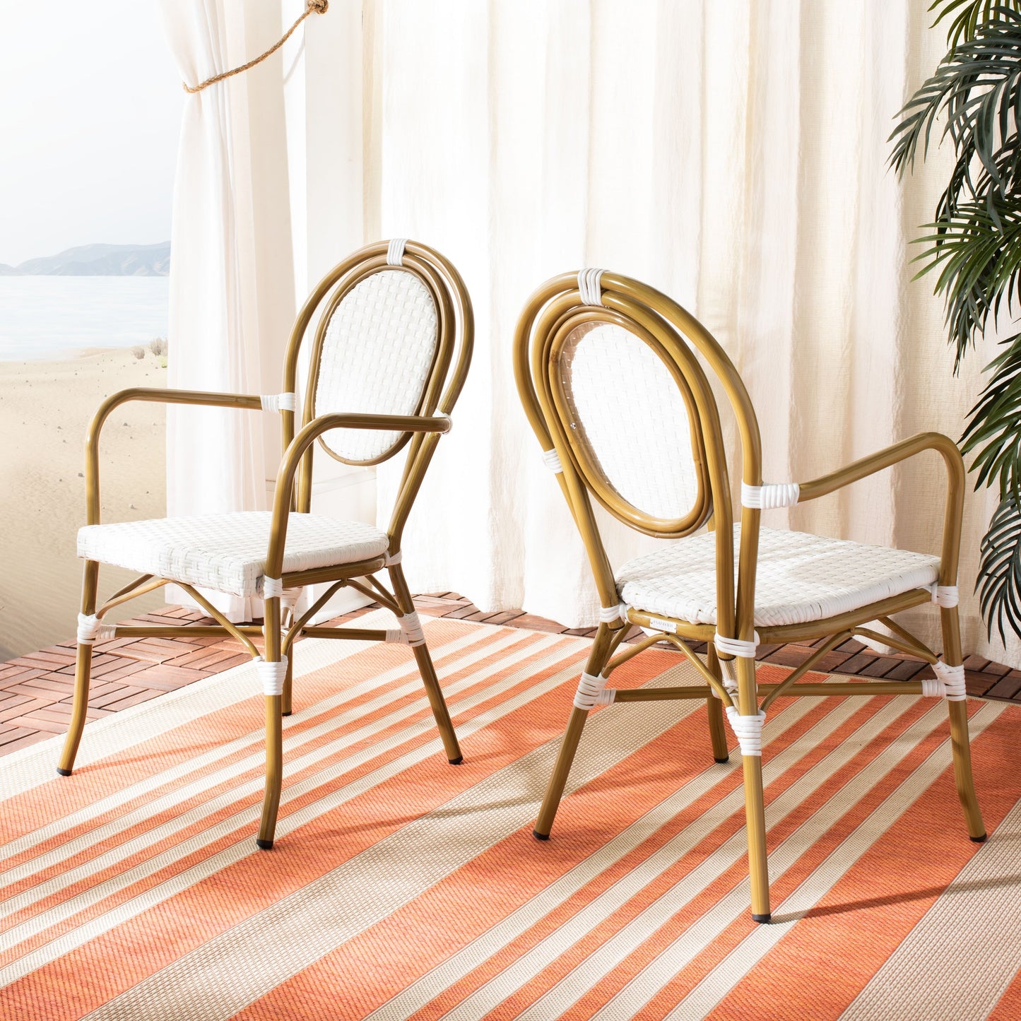 SAFAVIEH Felicity French Bistro sedia impilabile con braccioli (set di 2) - 20W x 35D x 24H