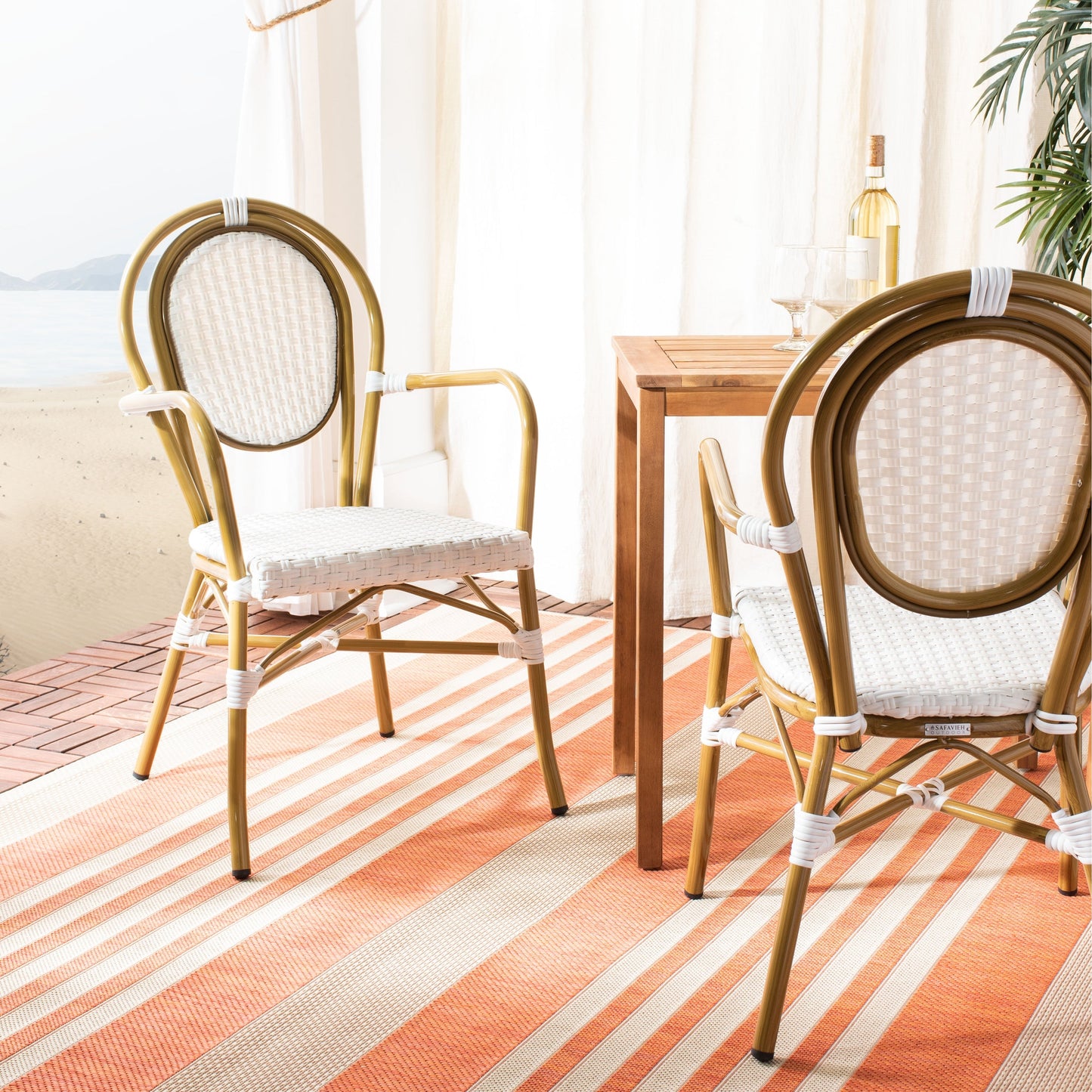 SAFAVIEH Felicity French Bistro sedia impilabile con braccioli (set di 2) - 20W x 35D x 24H