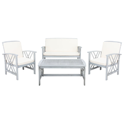 SAFAVIEH Fontana, set da esterno per conversazione in legno massello di acacia, 4 pezzi - 47L x 26P x 33A